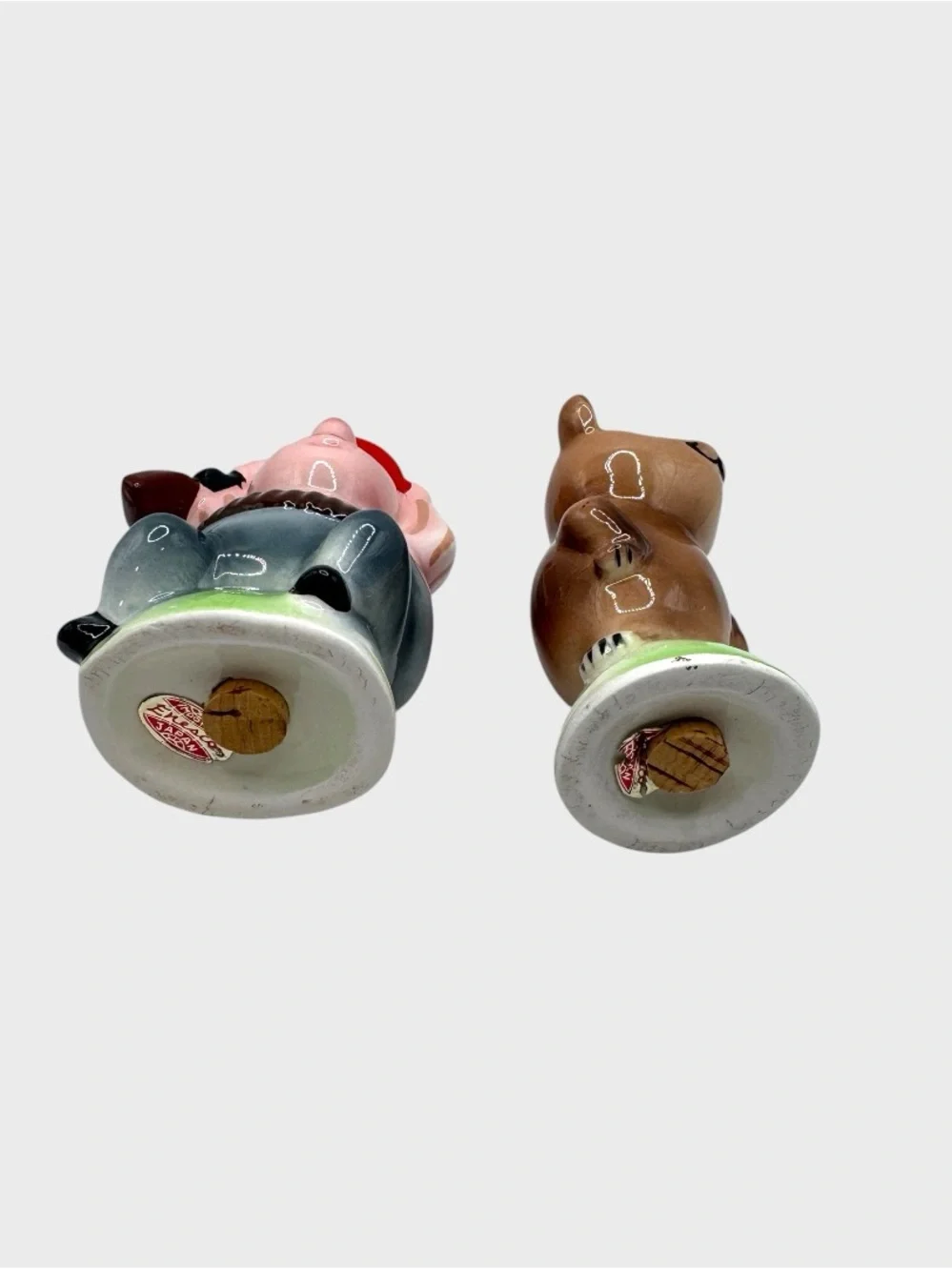 Vintage Enesco Hunter and Bear Shakers